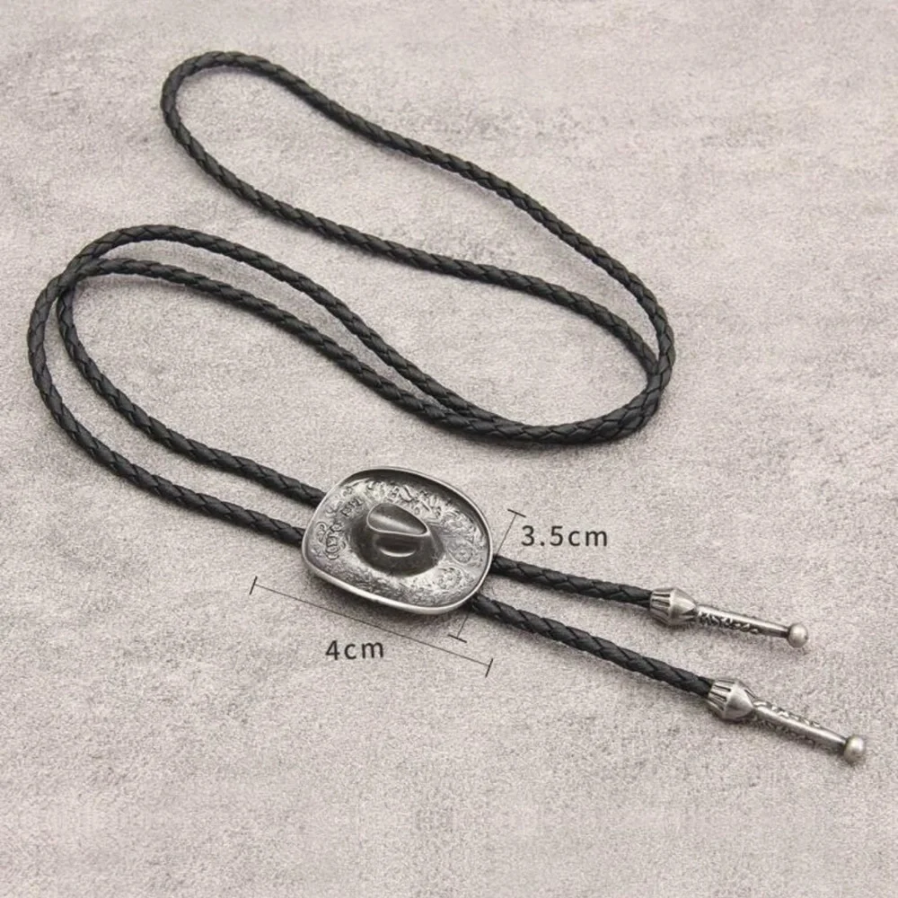 Elegant Black and Silver Western Hat Pendant Necklace - Picture 2 of 3